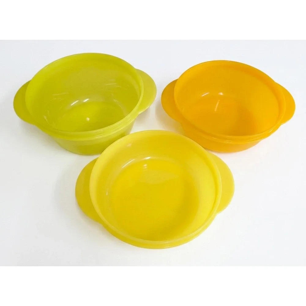 Tupperware CrystalWave Microwave Bowl Set, No Lids, 1.75 2.5 3.5 Cups, Citrus